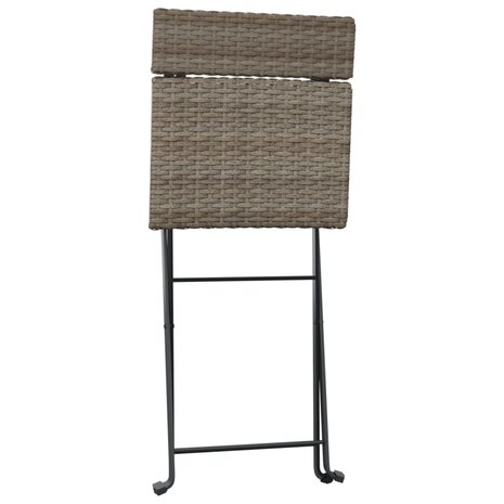 3-delige Bistroset inklapbaar poly rattan grijs 6