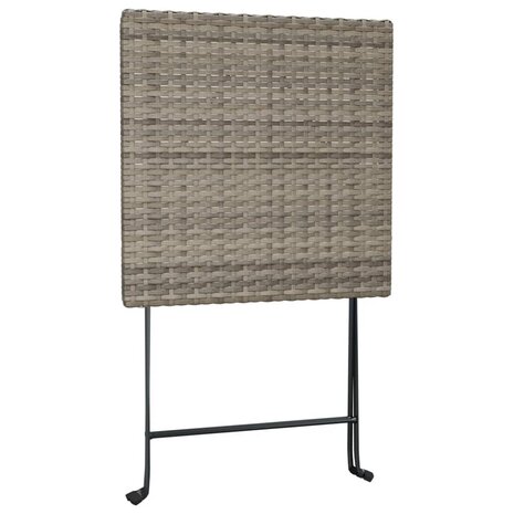 3-delige Bistroset inklapbaar poly rattan grijs 7