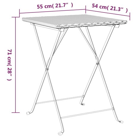 3-delige Bistroset inklapbaar poly rattan grijs 11