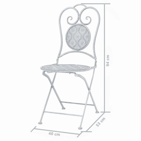 3-delige Bistroset staal grijswit 12