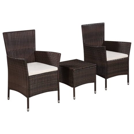 3-delige Bistroset poly rattan bruin 1