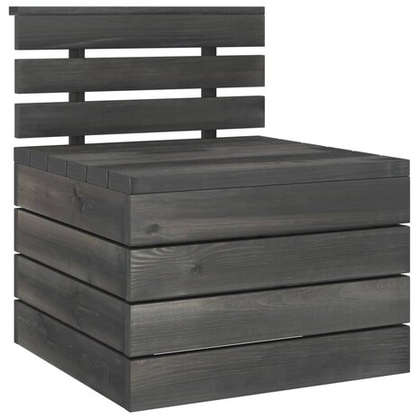 2-delige Loungeset pallet massief grenenhout donkergrijs 3