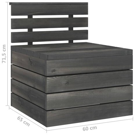 2-delige Loungeset pallet massief grenenhout donkergrijs 12