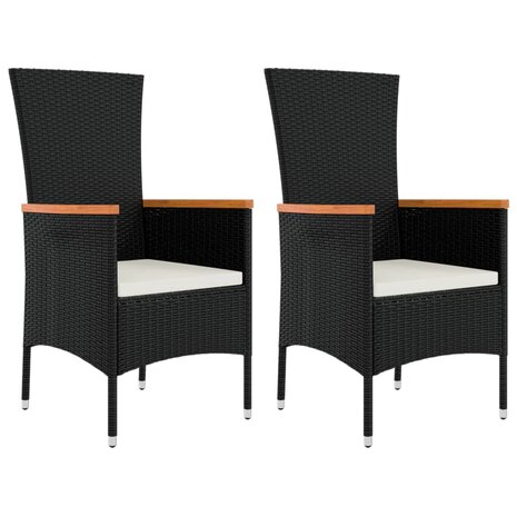 3-delige Loungeset poly rattan en massief acaciahout zwart 4