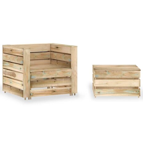 2-delige Loungeset pallet geïmpregneerd grenenhout 1