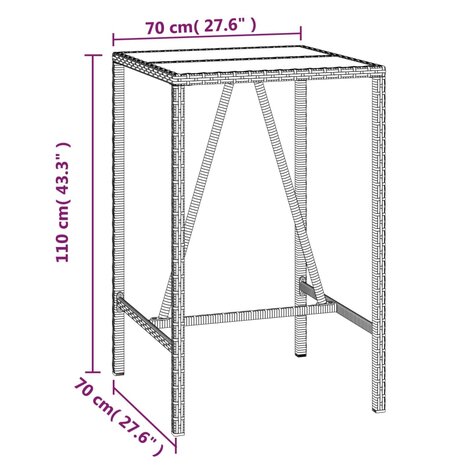 3-delige Tuinbarset poly rattan en massief acaciahout zwart 8