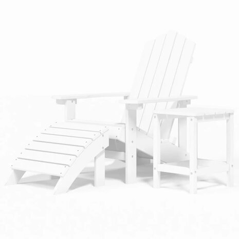 Tuinstoel Adirondack met voetenbank en tafel HDPE wit 2