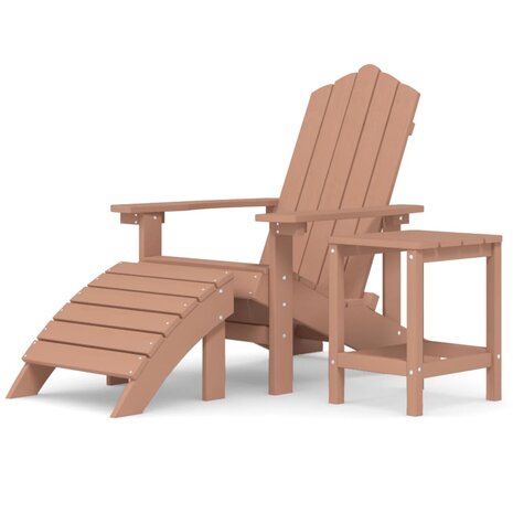 Tuinstoel Adirondack met voetenbank en tafel HDPE bruin 2