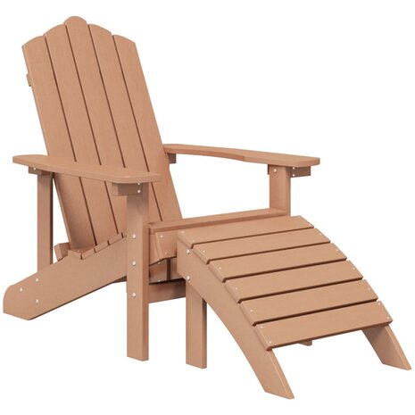 Tuinstoel Adirondack met voetenbank en tafel HDPE bruin 3