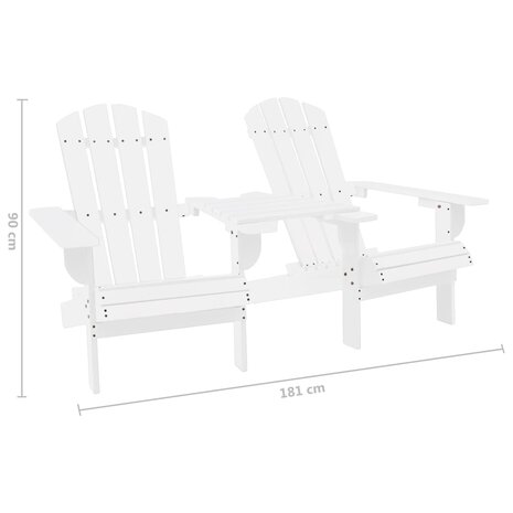 Tuinstoelen Adirondack met tafeltje massief vurenhout wit 6