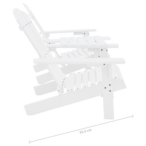 Tuinstoelen Adirondack met tafeltje massief vurenhout wit 7