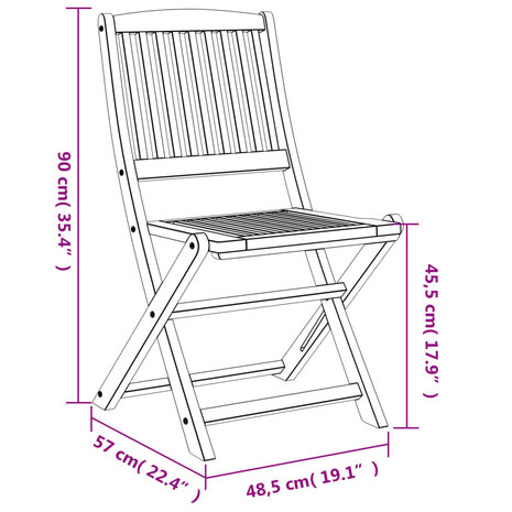 Tuinstoelen 4 st inklapbaar 57x49x90 cm massief acaciahout 10