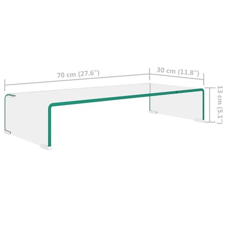 Tv-meubel/monitorverhoger transparant 70x30x13 cm glas 6