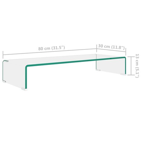 Tv-meubel/monitorverhoger transparant 80x30x13 cm glas 6