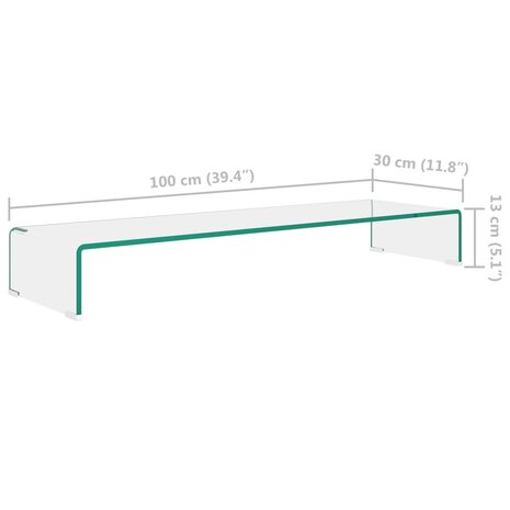 TV-meubel/monitorverhoger transparant 100x30x13 cm glas 6