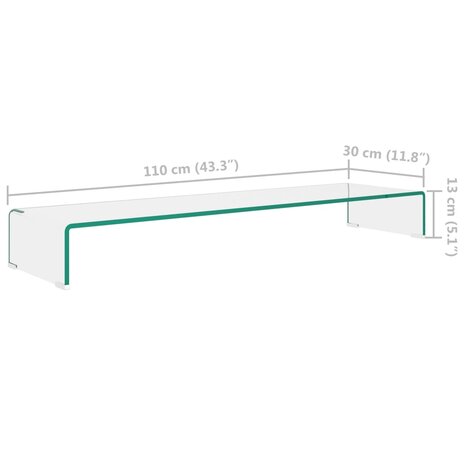 TV-meubel/monitorverhoger transparant 110x30x13 cm glas 6