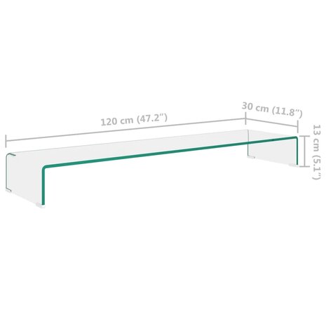 TV-meubel/monitorverhoger transparant 120x30x13 cm glas 6