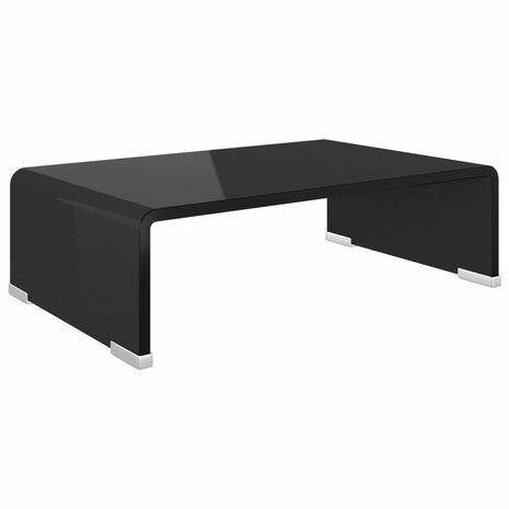 Tv-meubel/monitorverhoger zwart 40x25x11 cm glas 2