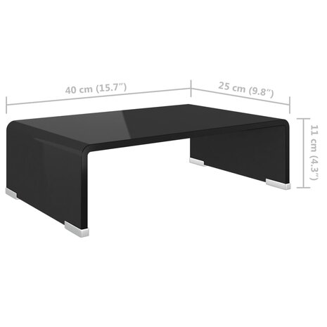 Tv-meubel/monitorverhoger zwart 40x25x11 cm glas 6