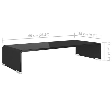 TV-meubel/monitorverhoger zwart 60x25x11 cm glas 6