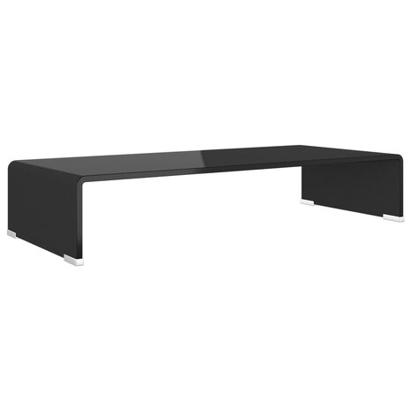 Tv-meubel/monitorverhoger zwart 70x30x13 cm glas 2