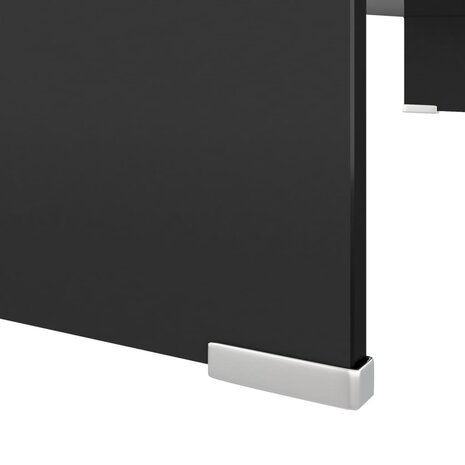 Tv-meubel/monitorverhoger zwart 90x30x13 cm glas 5