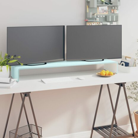 TV-meubel/monitorverhoger 110x30x13 cm glas groen 1