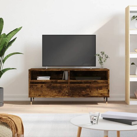 Tv-meubel 100x34,5x44,5 cm bewerkt hout gerookt eikenkleurig 1