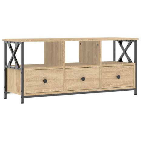 Tv-meubel 102x33x45 cm bewerkt hout en ijzer sonoma eikenkleur 2