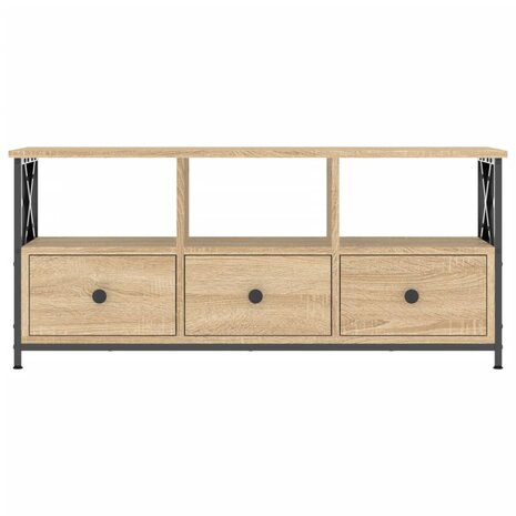 Tv-meubel 102x33x45 cm bewerkt hout en ijzer sonoma eikenkleur 5