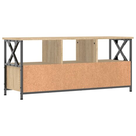 Tv-meubel 102x33x45 cm bewerkt hout en ijzer sonoma eikenkleur 8