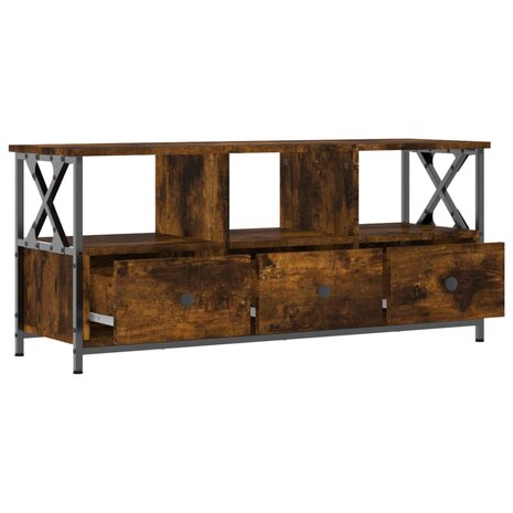 Tv-meubel 102x33x45 cm bewerkt hout en ijzer gerookt eikenkleur 6