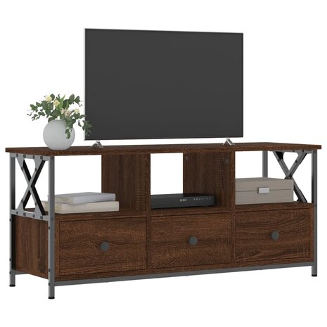 Tv-meubel 102x33x45 cm bewerkt hout en ijzer bruin eikenkleur 3