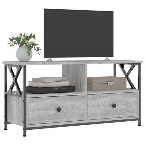 Tv-meubel 90x33x45 cm bewerkt hout grijs sonoma eikenkleurig 3