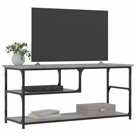 Tv-meubel 103x38x46,5 cm en bewerkt hout staal grijs sonoma 3