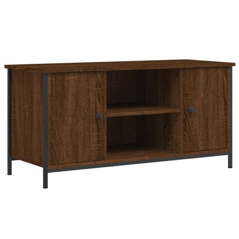 Tv-meubel 100x40x50 cm bewerkt hout bruin eikenkleur 2