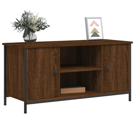 Tv-meubel 100x40x50 cm bewerkt hout bruin eikenkleur 3