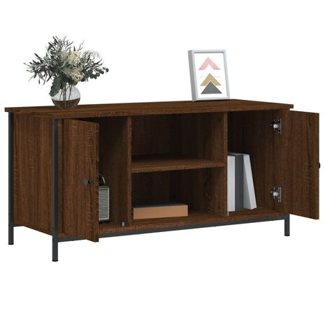 Tv-meubel 100x40x50 cm bewerkt hout bruin eikenkleur 4