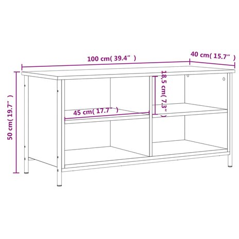 Tv-meubel 100x40x50 cm bewerkt hout sonoma eikenkleurig 9