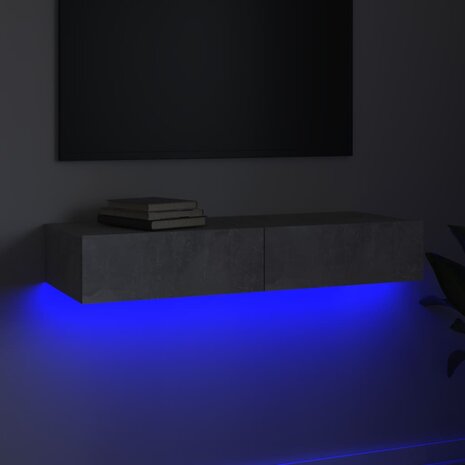 Tv-meubel met LED-verlichting 90x35x15,5 cm betongrijs 3