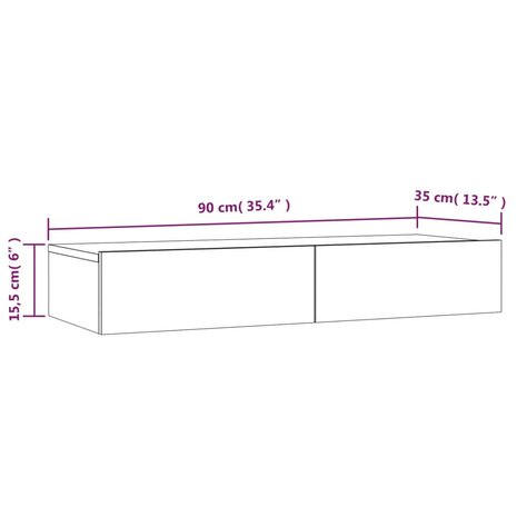 Tv-meubel met LED-verlichting 90x35x15,5 cm betongrijs 12