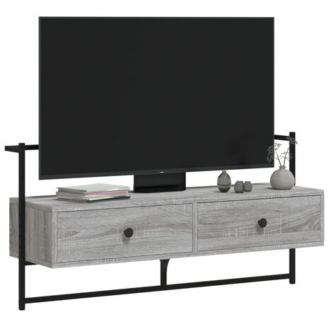 Tv-meubel wandgemonteerd 100,5x30x51 cm hout grijs sonoma eiken 4