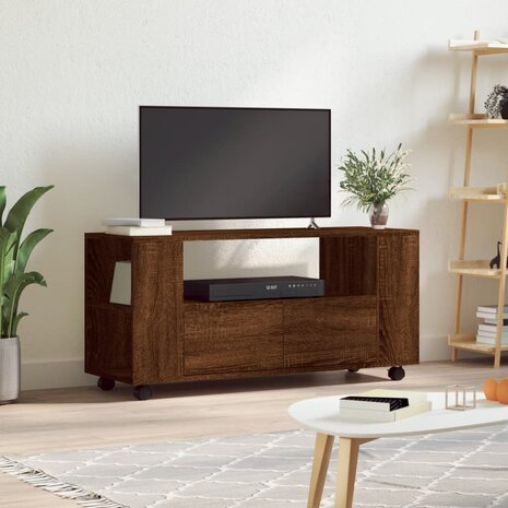 Tv-meubel 102x34,5x43 cm bewerkt hout bruin eikenkleur 1