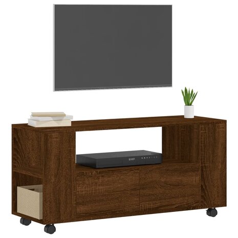 Tv-meubel 102x34,5x43 cm bewerkt hout bruin eikenkleur 3