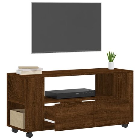 Tv-meubel 102x34,5x43 cm bewerkt hout bruin eikenkleur 4