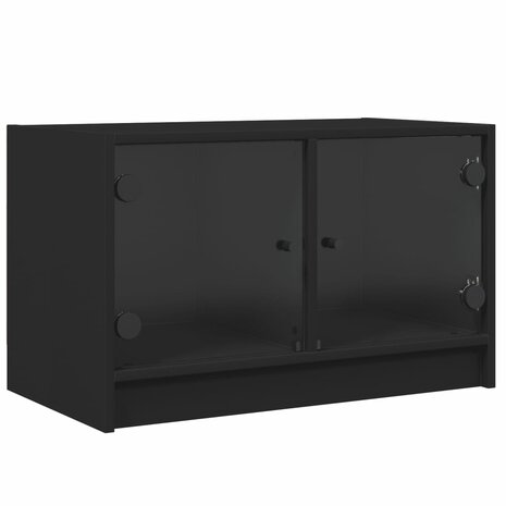 Tv-meubel met glazen deuren 68x37x42 cm zwart 2