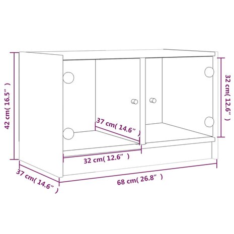 Tv-meubel met glazen deuren 68x37x42 cm zwart 11