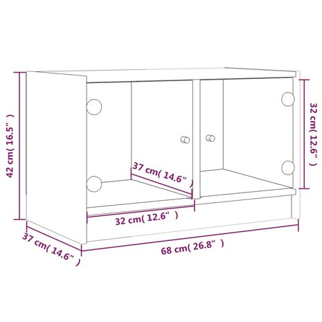 Tv-meubel met glazen deuren 68x37x42 cm betongrijs 11