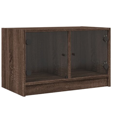 Tv-meubel met glazen deuren 68x37x42 cm bruin eikenkleur 2