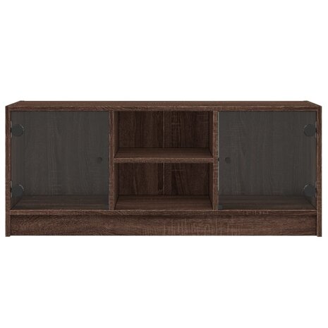 Tv-meubel met glazen deuren 102x37x42 cm bruin eikenkleur 6